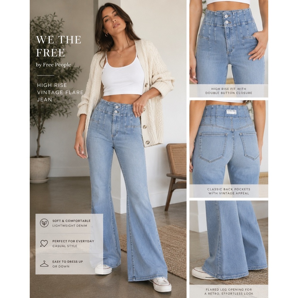 We The Free Flare Jeans Womens 27 Blue High Rise Vintage Flare Jean